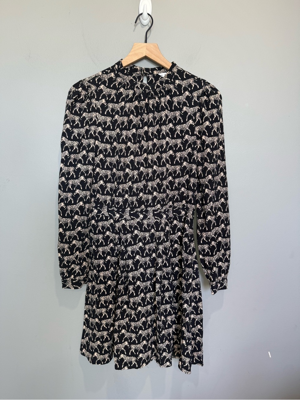 & Other Stories Zebra Print 100% Viscose Mini Dress Long Sleeve 8